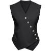 imageCicy Bell Womens Waistcoat Vest Sleeveless Blazers V Neck Button Up Asymmetrical Hem Work Office Suit VestsBlack