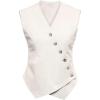 imageCicy Bell Womens Waistcoat Vest Sleeveless Blazers V Neck Button Up Asymmetrical Hem Work Office Suit VestsWhite