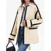 imageCicy Bell Womens Belted Wool Jacket Trendy Contrast Trim Peacoat Open Front 2024 Fall Trench CoatBeige