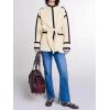 imageCicy Bell Womens Belted Wool Jacket Trendy Contrast Trim Peacoat Open Front 2024 Fall Trench CoatBeige