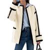 imageCicy Bell Womens Belted Wool Jacket Trendy Contrast Trim Peacoat Open Front 2024 Fall Trench CoatBeige