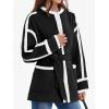 imageCicy Bell Womens Belted Wool Jacket Trendy Contrast Trim Peacoat Open Front 2024 Fall Trench CoatBlack