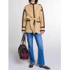 imageCicy Bell Womens Belted Wool Jacket Trendy Contrast Trim Peacoat Open Front 2024 Fall Trench CoatKhaki