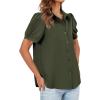 imageCicy Bell Womens Button Down Shirts Short Sleeve Collared Casual Puff Sleeve Shirt Tops BlousesArmy Green