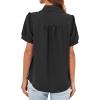 imageCicy Bell Womens Button Down Shirts Short Sleeve Collared Casual Puff Sleeve Shirt Tops BlousesBlack