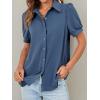 imageCicy Bell Womens Button Down Shirts Short Sleeve Collared Casual Puff Sleeve Shirt Tops BlousesBlue