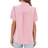 imageCicy Bell Womens Button Down Shirts Short Sleeve Collared Casual Puff Sleeve Shirt Tops BlousesPink