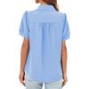 imageCicy Bell Womens Button Down Shirts Short Sleeve Collared Casual Puff Sleeve Shirt Tops BlousesSky Blue