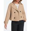 imageCicy Bell Womens Cropped Trench Coat Double Breasted Notched Lapel Pea Coats Wool Blend Jacket OuterwearCamel