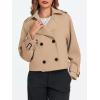 imageCicy Bell Womens Cropped Trench Coat Double Breasted Notched Lapel Pea Coats Wool Blend Jacket OuterwearCamel