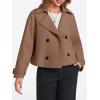 imageCicy Bell Womens Cropped Trench Coat Double Breasted Notched Lapel Pea Coats Wool Blend Jacket OuterwearCoffee