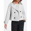 imageCicy Bell Womens Cropped Trench Coat Double Breasted Notched Lapel Pea Coats Wool Blend Jacket OuterwearGrey