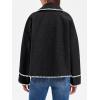 imageCicy Bell Womens Cropped Wool Jacket Embroidered Contrast Trims Blazer Fall Short Pea Coat with PocketsBlack