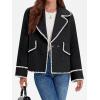 imageCicy Bell Womens Cropped Wool Jacket Embroidered Contrast Trims Blazer Fall Short Pea Coat with PocketsBlack