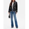 imageCicy Bell Womens Cropped Wool Jacket Embroidered Contrast Trims Blazer Fall Short Pea Coat with PocketsBlack