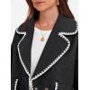 imageCicy Bell Womens Cropped Wool Jacket Embroidered Contrast Trims Blazer Fall Short Pea Coat with PocketsBlack