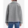 imageCicy Bell Womens Cropped Wool Jacket Embroidered Contrast Trims Blazer Fall Short Pea Coat with PocketsGrey