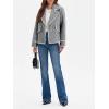 imageCicy Bell Womens Cropped Wool Jacket Embroidered Contrast Trims Blazer Fall Short Pea Coat with PocketsGrey