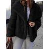 imageCicy Bell Womens Faux Fur Coat Winter Shaggy Casual Oversized Lapel Jackets Warm Fuzzy OuterwearBlack