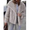 imageCicy Bell Womens Faux Fur Coat Winter Shaggy Casual Oversized Lapel Jackets Warm Fuzzy OuterwearGrey