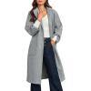 imageCicy Bell Womens Long Pea Coats Oversized Wrap Wool Blend Trench Coats Winter Open Front Cardigan OvercoatsGrey