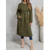 imageCicy Bell Womens Long Winter Pea Coats Oversized Warm Open Front Overcoats Jackets with BeltArmy Green