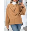 imageCicy Bell Womens Oversized Pea Coats Cropped Shawl Wraps Wool Blend Jackets Work Casual Fall Winter Peacoat Scarf CoatCamel