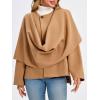 imageCicy Bell Womens Oversized Pea Coats Cropped Shawl Wraps Wool Blend Jackets Work Casual Fall Winter Peacoat Scarf CoatCamel