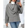 imageCicy Bell Womens Oversized Pea Coats Cropped Shawl Wraps Wool Blend Jackets Work Casual Fall Winter Peacoat Scarf CoatGrey