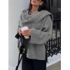 imageCicy Bell Womens Oversized Pea Coats Cropped Shawl Wraps Wool Blend Jackets Work Casual Fall Winter Peacoat Scarf CoatGrey