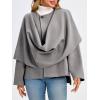 imageCicy Bell Womens Oversized Pea Coats Cropped Shawl Wraps Wool Blend Jackets Work Casual Fall Winter Peacoat Scarf CoatGrey