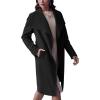 imageCicy Bell Womens Pea Trench Coat Lapel Collar Long Jacket Open Front Belted Overcoat with PocketsBlack