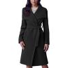 imageCicy Bell Womens Pea Trench Coat Lapel Collar Long Jacket Open Front Belted Overcoat with PocketsBlack