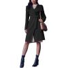 imageCicy Bell Womens Pea Trench Coat Lapel Collar Long Jacket Open Front Belted Overcoat with PocketsBlack