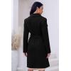 imageCicy Bell Womens Pea Trench Coat Lapel Collar Long Jacket Open Front Belted Overcoat with PocketsBlack