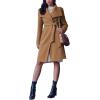 imageCicy Bell Womens Pea Trench Coat Lapel Collar Long Jacket Open Front Belted Overcoat with PocketsBrown