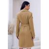 imageCicy Bell Womens Pea Trench Coat Lapel Collar Long Jacket Open Front Belted Overcoat with PocketsKhaki