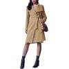 imageCicy Bell Womens Pea Trench Coat Lapel Collar Long Jacket Open Front Belted Overcoat with PocketsKhaki