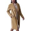 imageCicy Bell Womens Pea Trench Coat Lapel Collar Long Jacket Open Front Belted Overcoat with PocketsKhaki