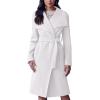 imageCicy Bell Womens Pea Trench Coat Lapel Collar Long Jacket Open Front Belted Overcoat with PocketsWhite