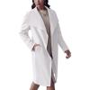 imageCicy Bell Womens Pea Trench Coat Lapel Collar Long Jacket Open Front Belted Overcoat with PocketsWhite