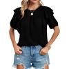 imageCicy Bell Womens Summer Top Ruffle Short Sleeve Lace Crochet Shirt Dressy Casual Loose Tunic BlouseBlack