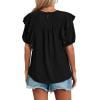 imageCicy Bell Womens Summer Top Ruffle Short Sleeve Lace Crochet Shirt Dressy Casual Loose Tunic BlouseBlack