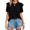 imageCicy Bell Womens Summer Top Ruffle Short Sleeve Lace Crochet Shirt Dressy Casual Loose Tunic BlouseBlack