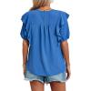 imageCicy Bell Womens Summer Top Ruffle Short Sleeve Lace Crochet Shirt Dressy Casual Loose Tunic BlouseBlue