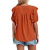 imageCicy Bell Womens Summer Top Ruffle Short Sleeve Lace Crochet Shirt Dressy Casual Loose Tunic BlouseBrick Red