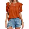 imageCicy Bell Womens Summer Top Ruffle Short Sleeve Lace Crochet Shirt Dressy Casual Loose Tunic BlouseBrick Red