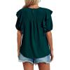 imageCicy Bell Womens Summer Top Ruffle Short Sleeve Lace Crochet Shirt Dressy Casual Loose Tunic BlouseDark Green