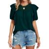 imageCicy Bell Womens Summer Top Ruffle Short Sleeve Lace Crochet Shirt Dressy Casual Loose Tunic BlouseDark Green