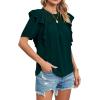 imageCicy Bell Womens Summer Top Ruffle Short Sleeve Lace Crochet Shirt Dressy Casual Loose Tunic BlouseDark Green
